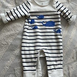 Baby Gap striped whale onesie